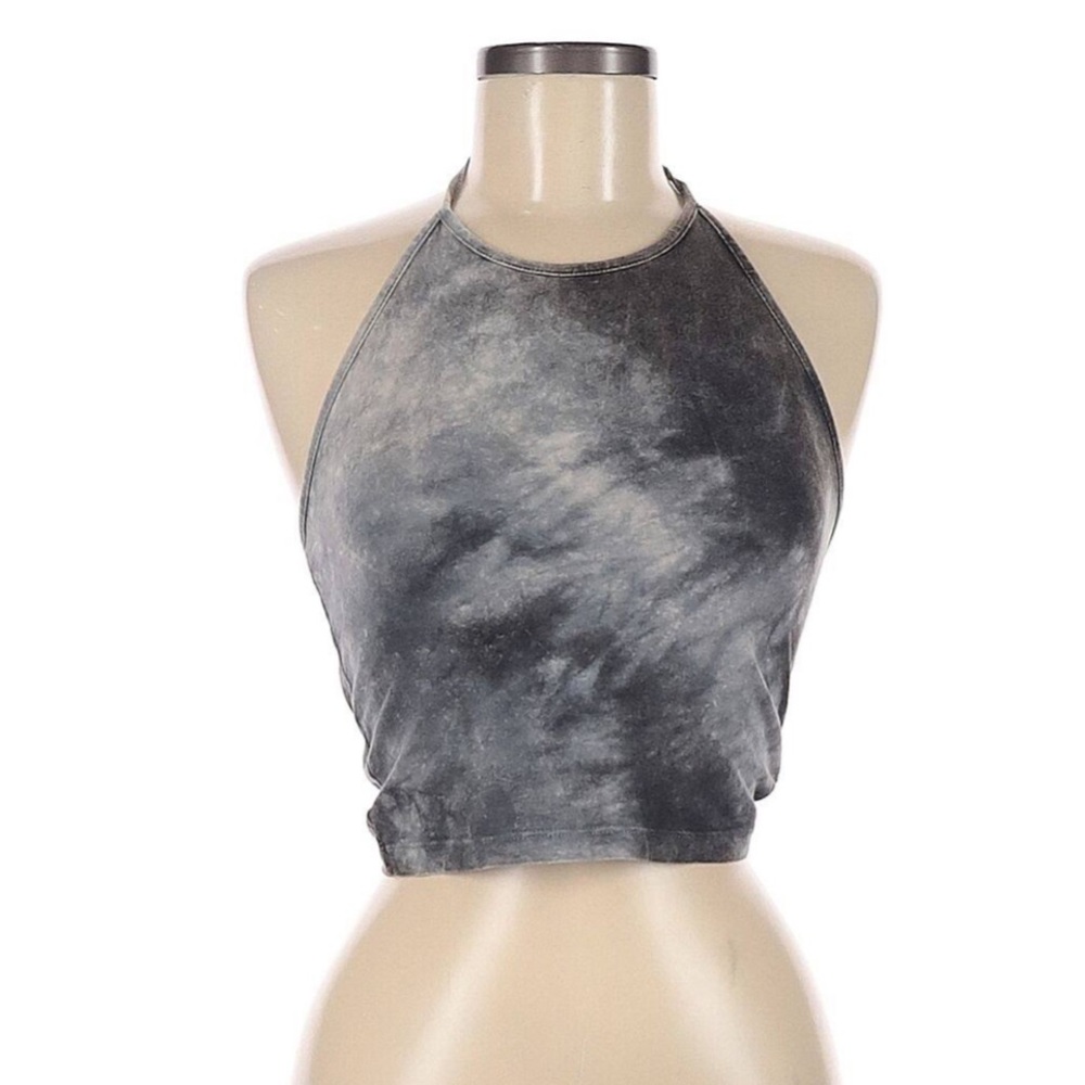 Brandy Melville Grey Black Tie Dye Ombre Halter Crop Top Space John Galt